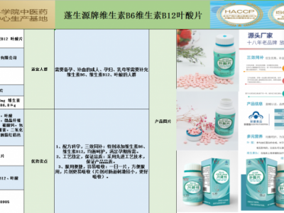 蓬生源牌维生素B6 维生素B12 叶酸片